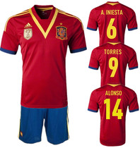 Spain 2013 home shirt TORRES RAMOS西班牙主场套装 价格:60.00