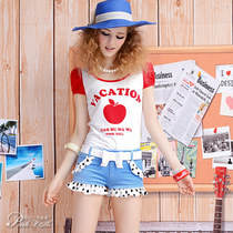 淘宝聚划算购物荷叶边 热裤 <em>短裤</em>立体荷叶边高