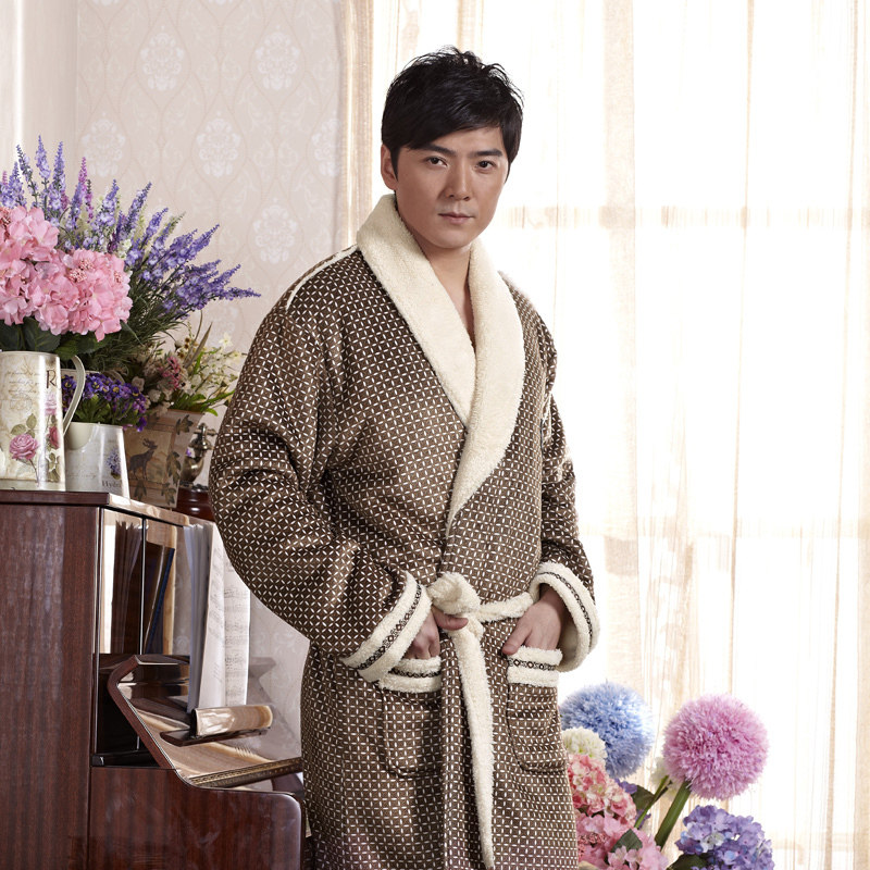 淘宝聚划算购物<em>睡袍春秋季</em>男<em>睡袍</em> 中<em>老年</em>长袖