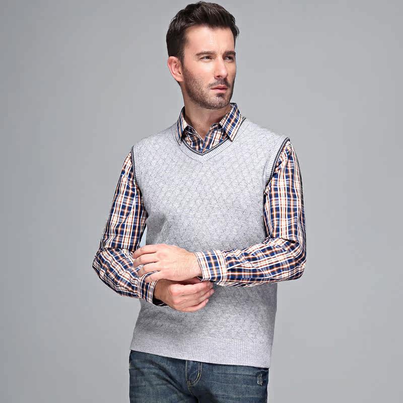 正品<em>恒源祥</em>男士商务<em>羊毛衫</em> 套头无袖保暖<em>马甲</em>