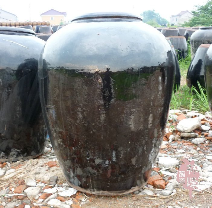 宜兴陶器酒缸 甲级正品(350l)700斤容量 圆口黑釉酒坛子 大酒瓮