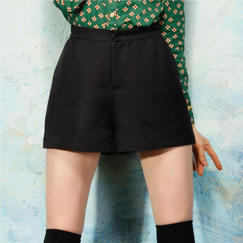 014夏新款通勤热裤韩版高腰<em>提花阔腿裤短裤</em>女