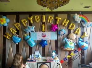 气球装饰宝宝生日宴 背景 百天满月周岁商务庆