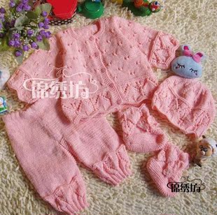 *锦绣坊*手工<em>编织</em> 牛奶棉套装 线衫 新生<em>婴儿毛</em>
