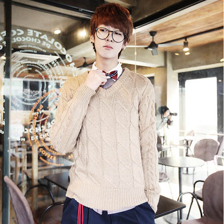 男装时尚店】2013秋冬装新款日韩版潮<em>男士</em>V领