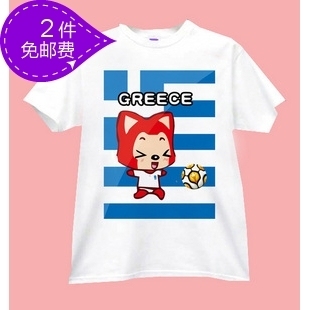 欧洲杯 Greece 希腊足球队 卡通T恤 短袖衣服 