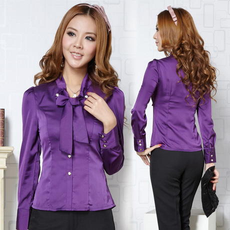 新款白/紫色职业装套装 <em>女装 韩版衬衫</em> 时尚正装