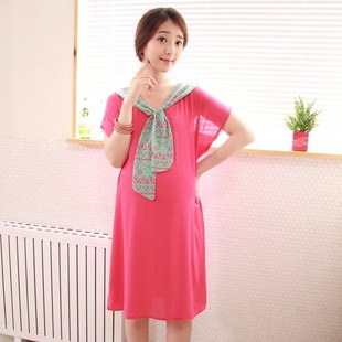 艾弗斯瑞时尚韩国孕妇装 配色丝巾孕妇裙 夏装