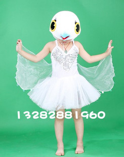 白鸽表演服装 和平鸽舞台演出服 少儿舞蹈大赛
