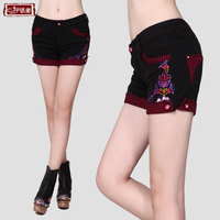 2014新款春装女<em>民族风</em> 女装<em>绣花短裤</em> <em>中腰</em>侧边