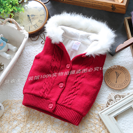 秋冬新款外贸大牌剪标女宝宝衣服马甲背心线衣