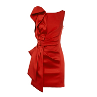 高档晚会宴会主持人演出红色连衣裙新娘结婚敬