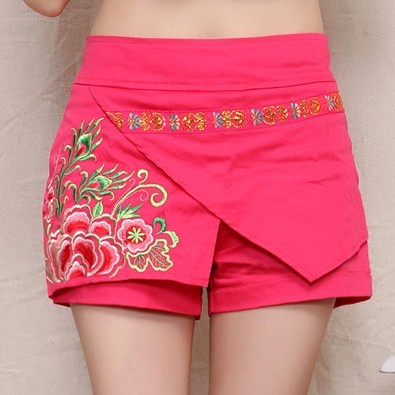 2014新款春装女<em>民族风</em> 女装<em>绣花短裤</em> <em>中腰</em>侧边