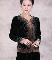 中老年上衣春装<em>金丝绒</em>上衣拉链小<em>开衫短款长袖</em>
