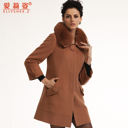 2013新款中长冬装羊毛大衣女毛呢外套韩版狐