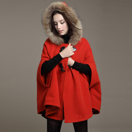 衣加二 秋冬装女款韩版毛呢大衣斗篷大衣斗篷