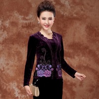 中老年上衣春装<em>金丝绒</em>上衣拉链小<em>开衫短款长袖</em>