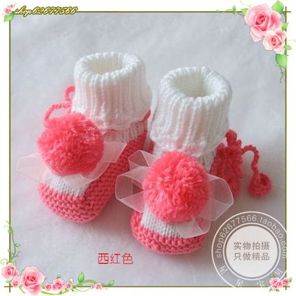 手工编织女宝宝毛线鞋保暖鞋 冬季婴儿鞋学步