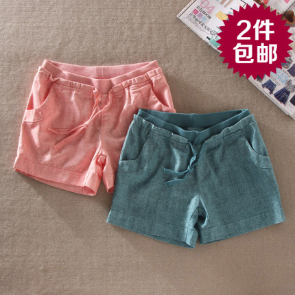 大码亚麻清凉百搭显瘦休闲短裤 女士新款夏装