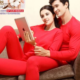 专柜正品红豆保暖内衣全棉女士秋衣秋裤棉毛衫