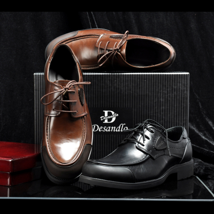 德尚德罗中年男士皮鞋圆头系带英伦复古秋冬大