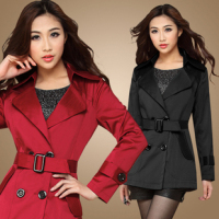 2014新品款女式双排扣<em>短款风衣女外套</em>春秋冬