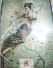 /手工刺绣精品//乱针绣/敦煌仕女图/<em>天女散花</em>/飞