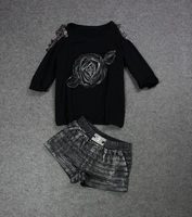 欧洲站2013秋装新款潮 宽松露肩<em>卫衣</em>搭配<em>牛仔</em>