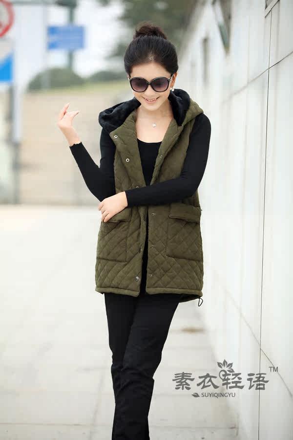 <em>素衣轻语</em>2013秋冬新款韩版大码加厚<em>棉马甲</em>时