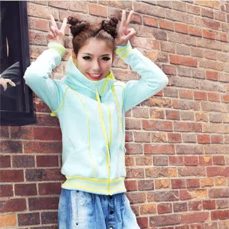 Inturn春秋2014新品韩版<em>短款卫衣加绒</em>直筒<em>开衫</em>