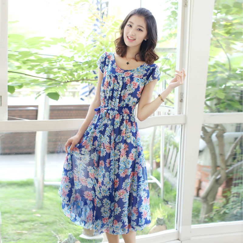 2014夏天新款韩版女装甜美少女少妇<em>中长过膝</em>