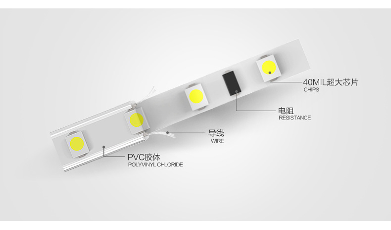 奥朵led灯带贴片高亮防水超亮led灯条客厅柜台吊顶2835七彩硬灯条