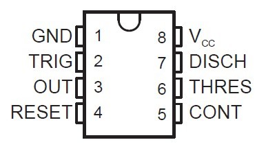 俯视:从印字面向下看,逆时针数,左面1,2,3,4,右面5,6,7 这个ne555