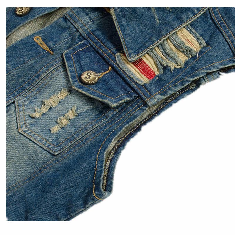 2014夏款男士 <em>男装</em>牛仔<em>马甲</em> 男 潮 无袖短款夹