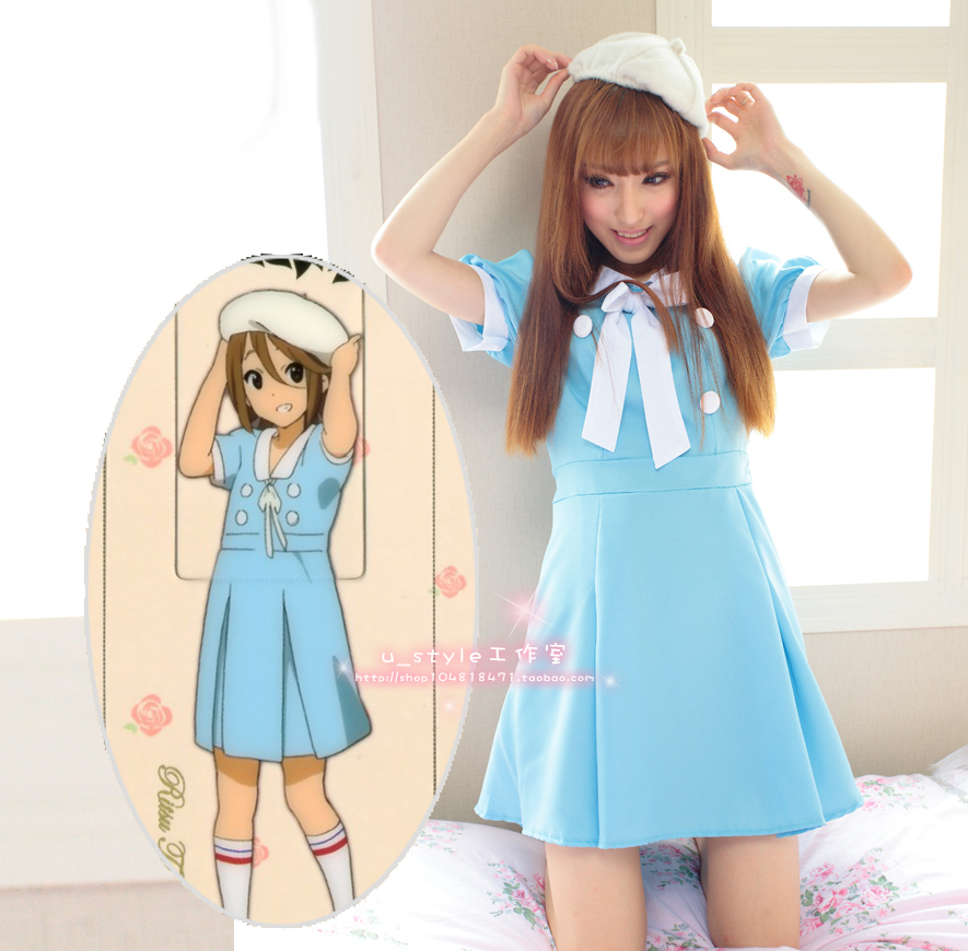 【 original edition 】 K-ON Soft girl Theater Edition blue Dress suit   Fox comic clothing COS free shipping