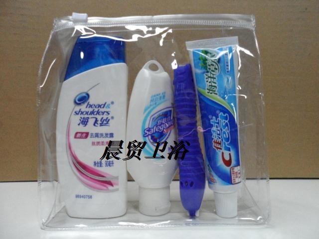其他户外用品-洗漱5件套 塑料透明袋 海飞丝洗