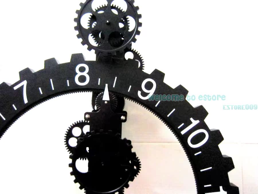 Retro Modern Large Wall Art Gear Clock antique Vintage black  
