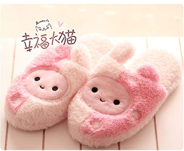 【可爱悠悠兔 <em>粉兔兔</em>家居毛绒地板拖 情侣保暖