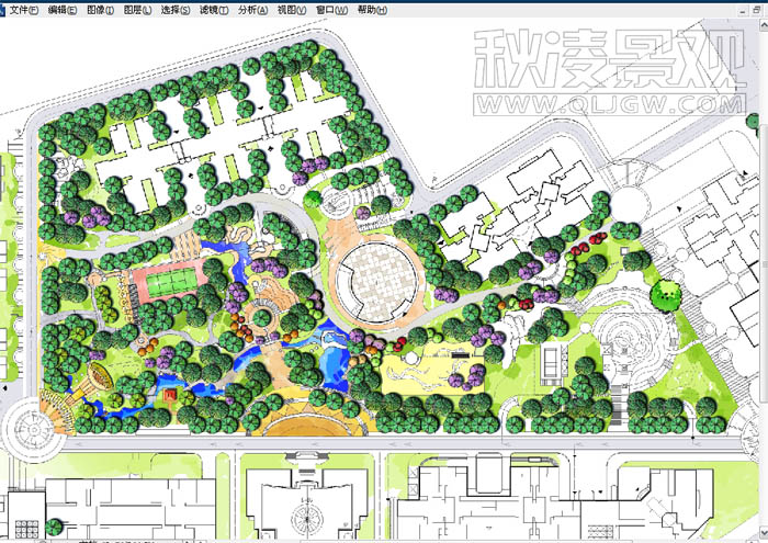 电脑ps手绘彩平教学 |园林景观设计平面图电脑|园林绘画系列作品