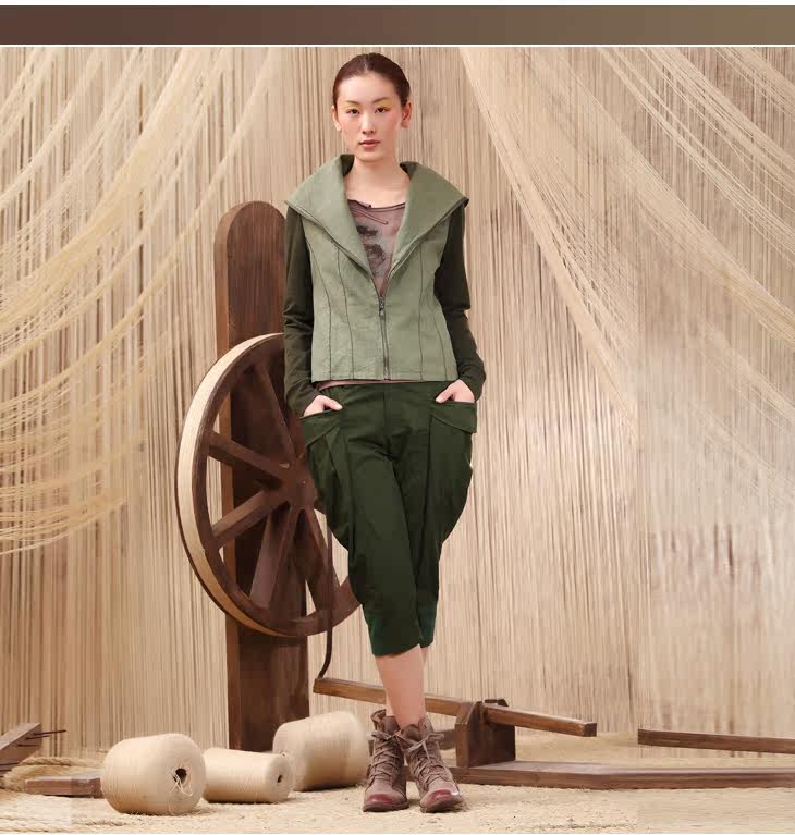 <em>风衣</em>INMAN<em>茵曼</em> 女装 <em>女士</em> 翻领 拼接 修身型 长