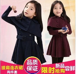 2013秋冬新款<em>女童风衣加厚外套</em>女大童装中长