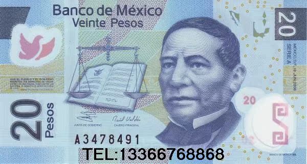 钞王之王·墨西哥20比索60连体塑料整版钞_c