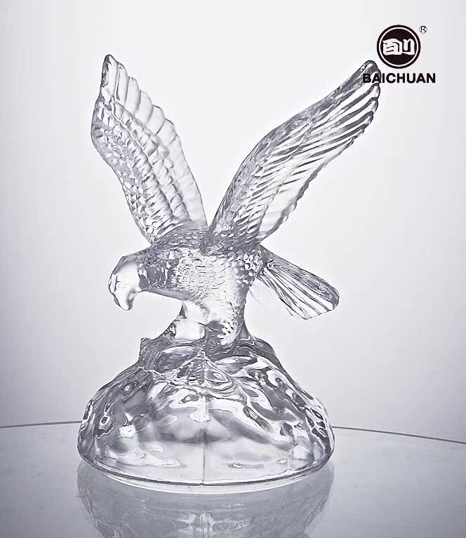 工艺玻璃制品 精美水晶玻璃老鹰饰品 明料工艺品家居