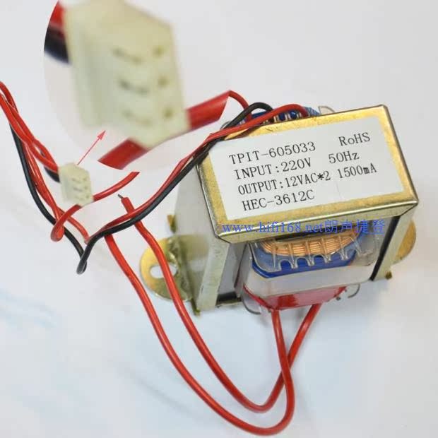 Import 36W   double 12V   Power transformer   input : 220V / 50Hz   output : double 12V / 1500mA