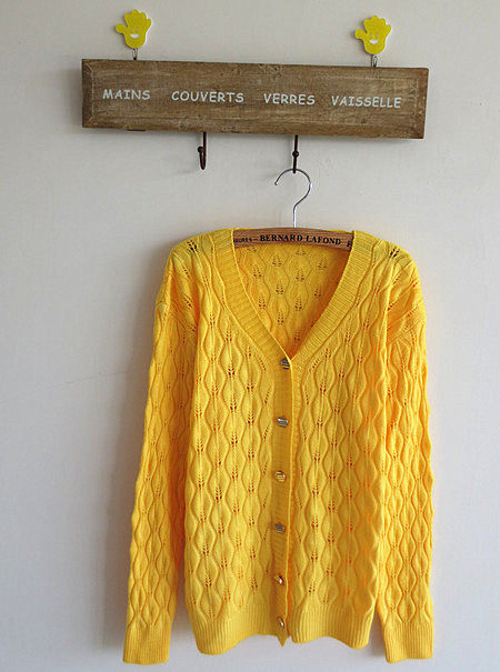 【2013秋冬新款 <em>树叶花</em>镂空甜美日系V领长袖