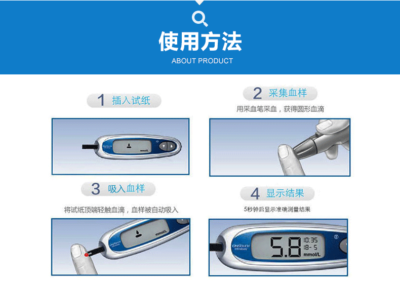 强生 稳豪倍易型血糖仪 血糖试纸50 检测血糖 家用监测