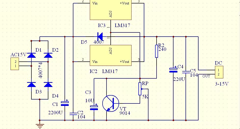 双lm317带保护稳压可调电路套件散件学生技校实习练习