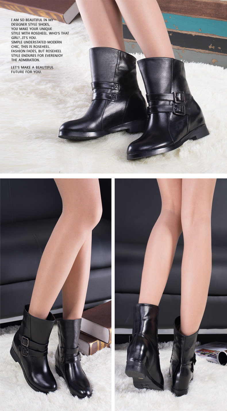 <em>百色百姿</em>新款<em>女鞋</em>头层牛皮保暖绒里内增高时尚