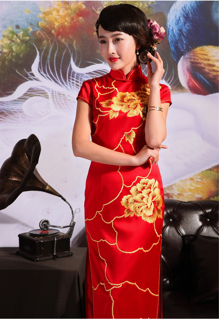 Love of birds 2015 Summer New Chinese Antique embroidery long marriages bows services red qipao red XL Photo, prices, brand platters! The elections are supplied in the national character of distribution, so action, buy now enjoy more preferential! As soon as possible.