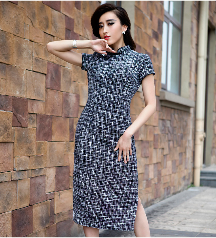 Birds of the land take a garden 2015 spring new retro long, so gross cheongsam dress black tartan XXL pictures, price, brand platters! Elections are good character, the national distribution, so why buy now enjoy more preferential! Health